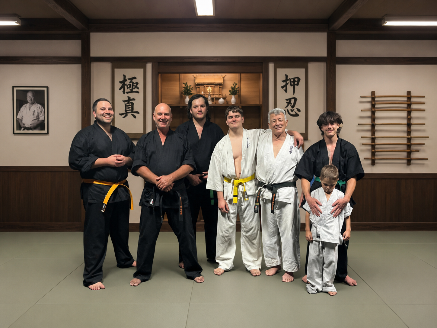 Zanshin Karate students and instructors standing together after class